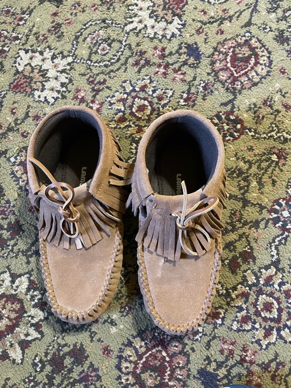 Lamo Brown Suede Fringe Moccasin Shoes